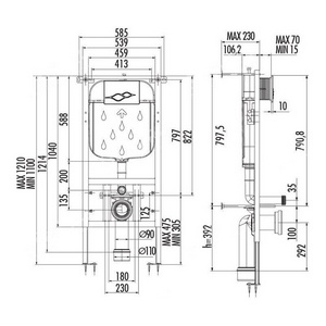 Инсталляция для подвесного унитаза, двойной смыв, 3/6 л., БЕЗ кнопки, крепеж в комплекте KL Creavit Универсал GR5003.01
