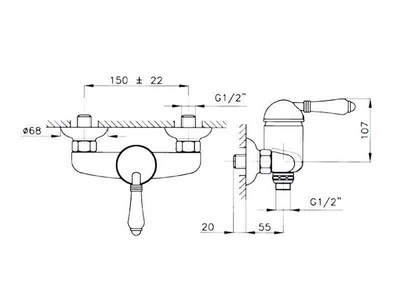 Смеситель для душа, (цв. Inglish gold, ручка Cristallo),  ZZ Nicolazzi Classico 3405 GF 33