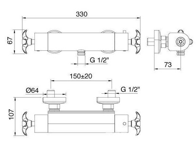 Смеситель-термостат для душа, (цв. золото),  ZZ 3M Nuova retro 4888 DD