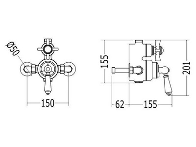 Термостат наружного монтажа, для душевой для стойки, с белой ручкой, (цв.светлое золото), Devon&Devon ZZ Devon & Devon Shower mixers MARM74