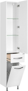 Шкаф-колонна  Н 340*1900*316, напольная, с бельевой корзиной цвет белый глянец ZZ Aquaton Ария 1A124303AA010