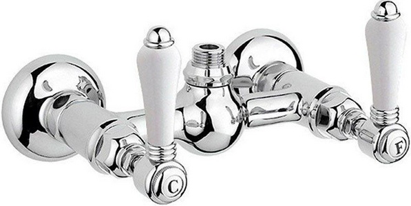 Смеситель для душа двухвентильный (цв.хром, ручки белые P.M.Blanc), Nicolazzi ZZ Nicolazzi Tradizionale 1425 CR 78