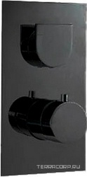 Смеситель-термостат для душа встраиваемый в стену, с переключателем, на 3 "Потребителя", (цв. чёрный/хром), Ran ZZ