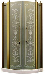 Душевое ограждение, 1/4 круга, R550, 900х900хh1950мм, 2 расп.двери с 2 неподв.сегм., (профиль цв. золото, стекло 6мм прозр.с матов.рис),  ZZ Romance Collection Malme ML.R1.90.TGFP G КЛАССИКА