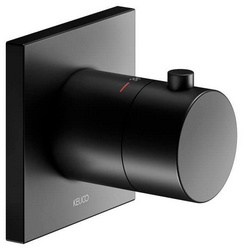 Смеситель-термостат д/д, встр.в стену со стац.стенов.,верхнем душем 25х25см., душ.лейка, шланг, кронштейн в компл., (цв.черный матовый), Ixmo ZZ