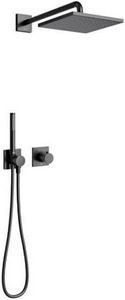 Смеситель-термостат д/д, встр.в стену со стац.стенов.,верхнем душем 25х25см., душ.лейка, шланг, кронштейн в компл., (цв.черный матовый), Ixmo ZZ Keuco ixmo 59602 370002