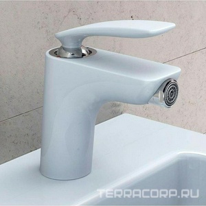 Смеситель для биде , однорычажный, с дон.клапаном, гибк.подвод,  белый\хром KLZZ Kludi Balance 522169175