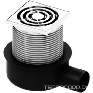 Трап низкий, h74-158мм, выход гориз.50мм, 0,61-1,12л/с, декор.решетка из нерж.стали 100х100мм, в комп,(без стакана с мембраной арт.3695002), Tece Tece Tecedrainline 3601100