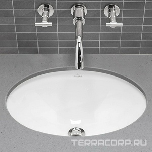 Раковина встраиваемая снизу 560(660)х375(470)мм, с переливом, удинённый рычаг для пробки д/к, крепёж в компл., (цв. 01 белый),  ZZ Villeroy & Boch Loop & Friends 61613001