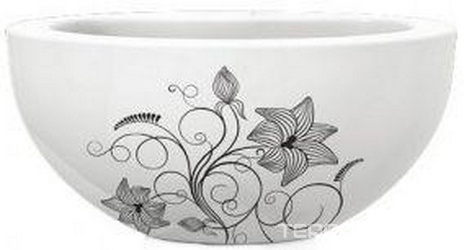 Раковина  Art Flora 480*480*225, с декором, черно/белая XX