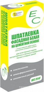 ЕС Шпатлевка фасадная белая 20 кг,  ( под заказ кратно поддонам) Екатеринодарские смеси EC Шпатлевка ЕС HFB/25