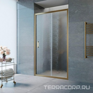 Дверь в нишу , 125x190 см, двухсекционная раздвижная, профиль бронза, стекло шиншилла ZZ Vegas Glass ZP ZP 125 05 02