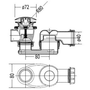 Сифон сливной с донным клапаном, для ванной, нажимная крышка слива (цв.хром), D&D ZZ Devon & Devon Универсал SFAS400.51CR