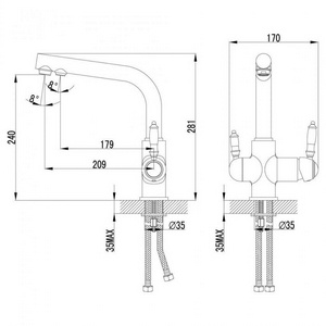 Смеситель для кухни с подключением к фильтру с питьевой водой, цв.бронза ZZ Lemark Villa LM4861B