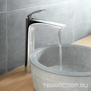 Смеситель для раковины  высокий, однорычажный, без донного клапана, гибк.подвод, хром ZZ Kludi Balance 522980575