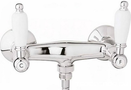 Смеситель для душа (цв. хром, ручки белые),  ZZ Cezares First FIRST-DS-01-Bi
