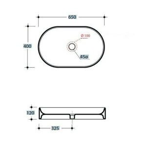 Раковина накладная на столешницу, овальная, 650х400хh120мм, без отв.д/смесит., без перелива,  ZZ Kerasan Ciotola 029101