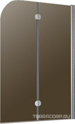 Шторка на ванну 120*140 см, правая, профиль матовый хром, стекло бронза ZZ