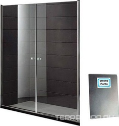 Дверь в нишу 1124-1174хh1950мм, 2-х створчатая, распашная вовнутрь и наружу, (стекло текстурное Punto 6мм, фурнит. цв.хром), Triumph XX