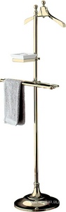 Полотенцедержатель напольный с вешалкой д/одежды и керамической полочкой на подставке, h1625см, (цв. латунь),  ZZ Devon & Devon Single SL11OT