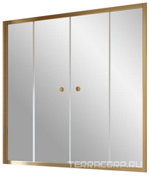 Шторка на ванну Z2V, 180x140 см, раздвижная, профиль бронза, стекло прозрачное ZZ