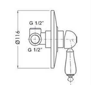 Смеситель для душа, встраиваемый в стену, (цв. бронза),  ZZ Gaia Phoenix RN 3330 BR