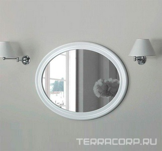 Зеркало 900х620мм, овальное, в раме, верт./гориз. монтаж (цв. белый глянец),  Simas Lante LAS1 bianco