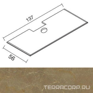 Столешница 137х56хh2см, с отверстием под накладную раковину, (мрамор цв. Emperador Light), (БЕЗ дерев.транспорт.ящика арт.000MG131),  ZZ Oasis Lutetia 0LTTM1371 LEL