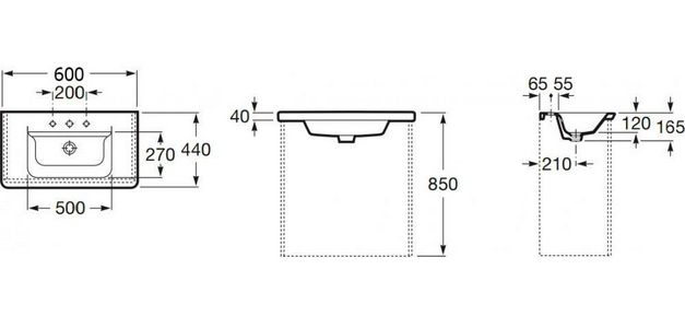 Раковина для мебели  60 см., белая  ZZ Roca Gap 327472000