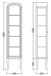 Шкаф-пенал напольный 400х300хh1800мм, стеклянная дверца петли справа, 4 полочки, (цв.  глянец),  2 ZZ Devon & Devon Dancer DEDANCER2 DEEP BLACK DX