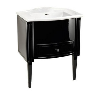 Тумба напольная 695хh890х500мм, с одним выдвиж.ящиком, ручка ORO CHIARO,(раковина с 3 отв.д/смесит.Westminster в компл), цв.Deep Black,  ZZ Devon & Devon Domino domino vanity unit/Deep Black/E/раков 3 отв.д/см/ручка ORO