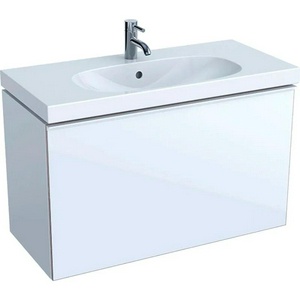 Тумба подвесная 89хh53.5х41,6см, д/рак 90см арт.500.633.01.2,нажим.выдвижн.ящик,(фасад белое стекло, корпус белый глянцевый лак),крепл.в компл,Z Geberit Acanto 500.616.01.2