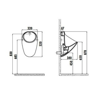 Писсуар подвесной, внешний подвод воды, БЕЗ крана ZZ Creavit Универсал TP635-00CB00E-0000 / TP635.00100