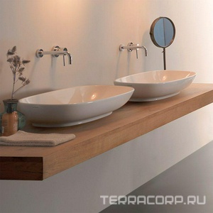 Раковина накладная (врезная,выпуклое дно,врезать по шаблону) на (в) столешницу, овальная 700х370хh130мм, без отв.д/смесит., без перелива,  ZZ Globo Stockholm LA071.BI