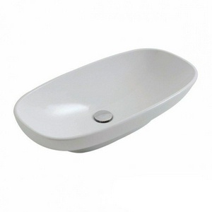 Раковина накладная (врезная,выпуклое дно,врезать по шаблону) на (в) столешницу, овальная 700х370хh130мм, без отв.д/смесит., без перелива,  ZZ Globo Stockholm LA071.BI