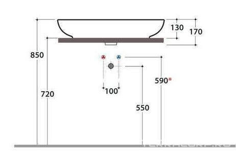 Раковина накладная (врезная,выпуклое дно,врезать по шаблону) на (в) столешницу, овальная 700х370хh130мм, без отв.д/смесит., без перелива,  ZZ Globo Stockholm LA071.BI
