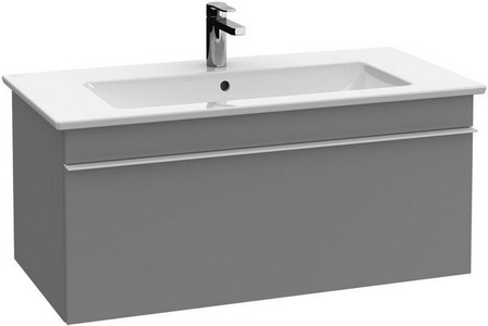 Тумба 953хh420х502мм, д/раковины 1000мм, (1 выдв.отдел., 1 контейн.д/акс, 1+2 стекл.разд,сифон,креп.в комп),(ручк.хр.цв.FP серый глянц),  ZZ Villeroy & Boch Venticello A93501FP