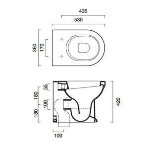 Унитаз напольный 53х36см, пристенный для установки со скрытым в стене бачком, БЕЗ сиденья,  крепёж арт.Z50878 в компл.,  ZZ Catalano Canova Royal 1VPCR00