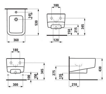 Биде подвесное 360х530мм, Laufen  ZZ Laufen Pro S 8.3096.1.000.302.1