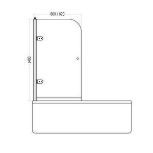 Ограждение (штора) для ванны 800-820хh1400мм, с открытием вовнутрь и наружу, (стекло прозрачное., цв. хром, креп/компл.), ZZ Devon & Devon Savoy S/80 CR/VETRO TRASPARENTE