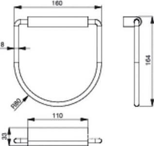 Полотенцедержатель двойной торцевой 445мм, (цв. хром),  ZZ Ideal Standard Connect A9181AA