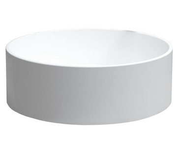 Раковина накладная круглая 450х450х150мм, без отв.д/смесителя, перелива, без донного клапана, (литой камень S-Sense глянец цв.белый),  02 ZZ Salini Armonia 130112G