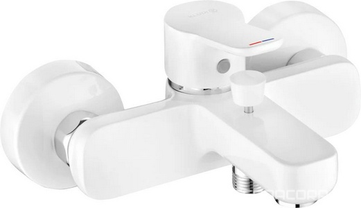 Смеситель для ванны/душа, короткий излив, с установочным комплектом БЕЗ аксессуаров, цв.белый XX Kludi Pure&Easy 376819165