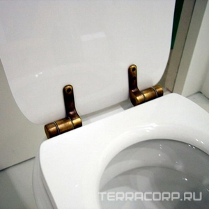 Сиденье для унитаза, c микролифтом, (пластик цв.белый, петли цв.бронза),  Kerasan Retro 108601