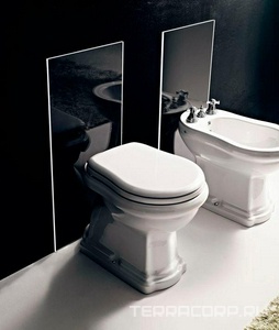 Сиденье для унитаза, c микролифтом, (пластик цв.белый, петли цв.бронза),  Kerasan Retro 108601