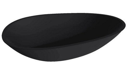Раковина накладн. на столешн,овал.580х345хh140мм,без отв.д/смес,без перелива,литой камень S-Stone, матов цв.RAL9004 сигнальн.черный полностью, ZZ Salini Paola 1101201SMRF / RAL9004 Signal black (Сигнальный черн.мат)