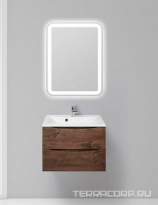 База под раковину подвесная с двумя выкатными ящиками, 650х450х500мм, (цв.Rovere Moro),  ZZ BelBagno Marino MARINO-650-2C-SO-RW-P