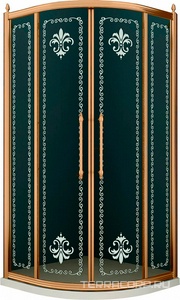 Душевой уголок 1000х1000хh1950мм, 1/4 круга, R550мм, две раздвижные  двери, (стекло прозрачное с мат.узором, 8мм, фурнит. цв.бронза),  ZZ Cezares Retro RETRO-A-R-2-100-SCORREVOLE-CP-Br