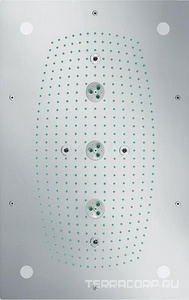 Верхний душ 680х460мм с подсветкой (3 режима душа, 3 вращающиеся форсунки, БЕЗ скрытой части 28414180),  Rainmaker ZZ Hansgrohe Raindance 28418000