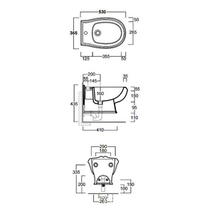 Биде подвесное 53х37cм, с 1отв. для смесителя,  Simas Arcade AR843 /1f